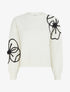 Pull en maille à manches à fleurs - Écru - 1