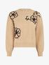 Pull en maille à broderies fleurs - Camel clair - 1