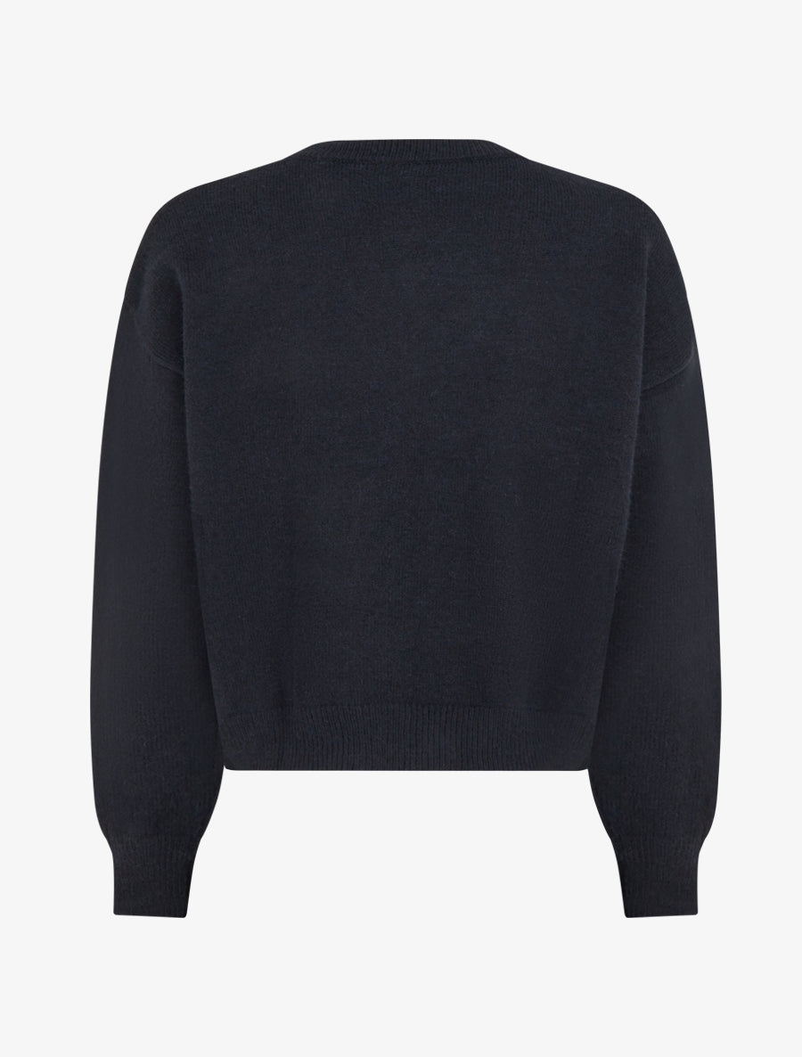 Pull en maille à broderies fleurs - Noir - 2