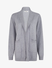 Gilet long uni à manches longues - Gris - 1