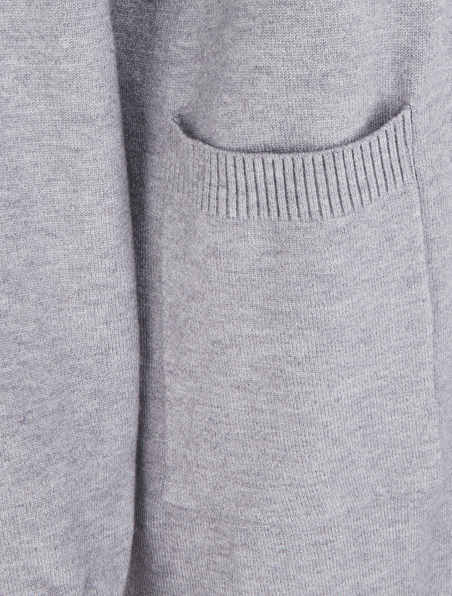 Gilet long uni à manches longues - Gris - 3