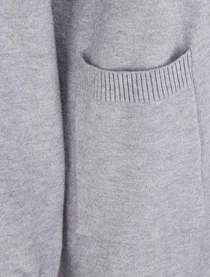 Gilet long uni à manches longues - Gris - 3