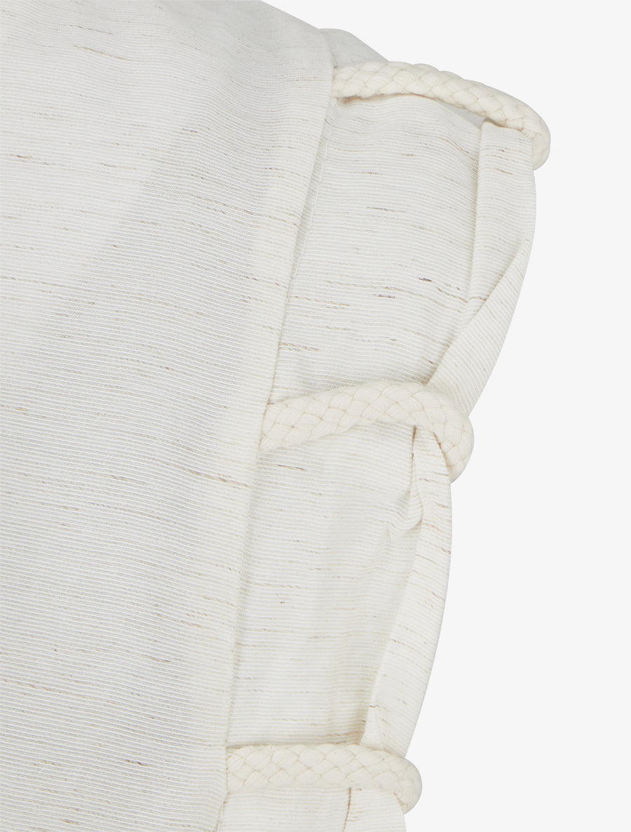 Top uni à détail effet cordes et broderies ajourés - Crème - 3