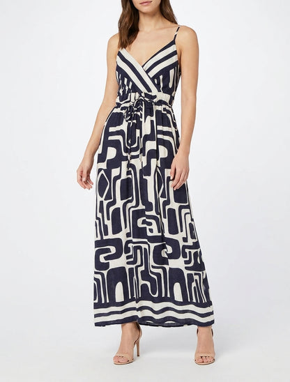 Vestido largo estampado gráfico - Marine