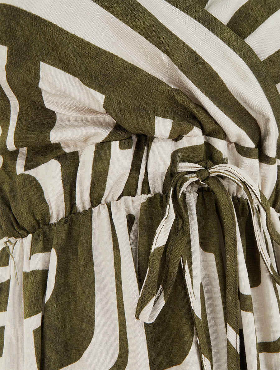 Robe longue imprimé graphique - Kaki - 3