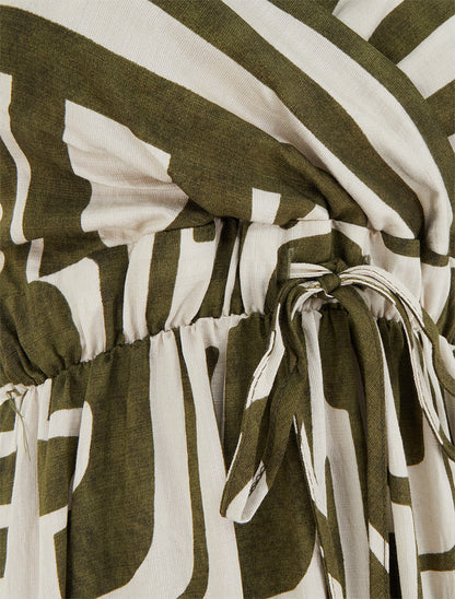 Robe longue imprimé graphique - Kaki - 3