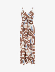 Robe longue imprimé fantaisie - Marron - 1