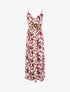 Robe longue évasée imprimé végétal - Vieux rose - 1