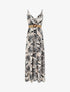 Robe longue évasée imprimé arabesques stylisés - Noir - 1