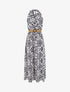 Robe longue dos nu à imprimé arabesque - Marine - 1