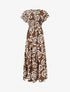 Robe longue manches courtes imprimé cachemire stylisé - Marron - 1