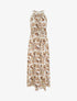 Robe longue à col américain imprimé fantaisie - Marron - 1