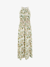 Robe longue à col américain imprimé fantaisie - Vert - 1