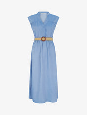 Robe longue sans manches à col boutonné - Bleu clair - 1