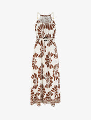 Robe imprimé fantaisie à bretelles en cordelettes - Marron - 1