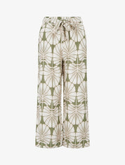 Pantalon élastiqué coupe droite imprimé tropical - Kaki - 1