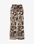 Pantalon élastiqué coupe droite imprimé fantaisie - Marron - 1