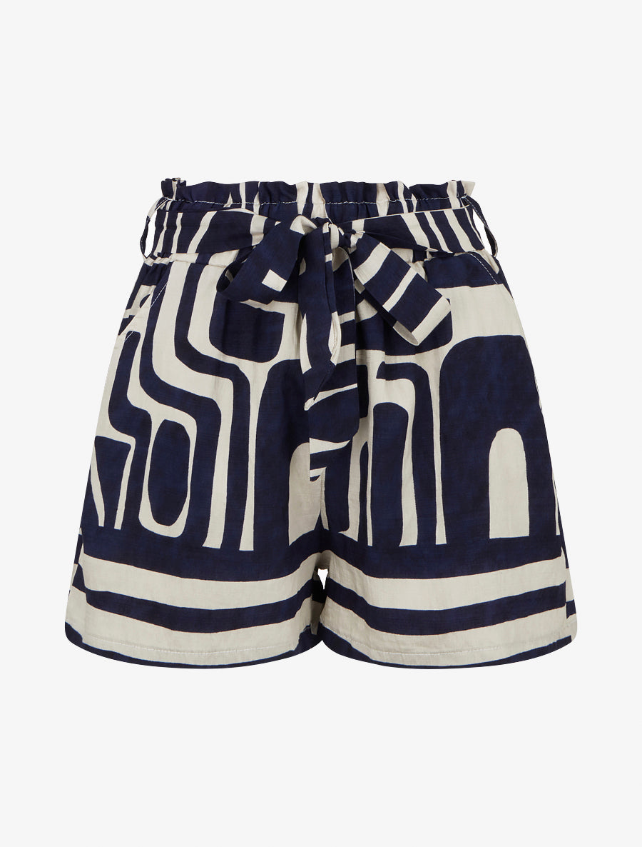 Short recto elástico estampado de fantasía. - Azul marino