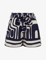 Short recto elástico estampado de fantasía. - Azul marino