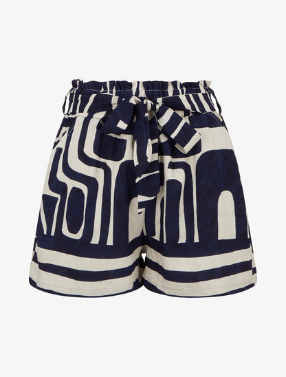Short recto elástico estampado de fantasía. - Azul marino