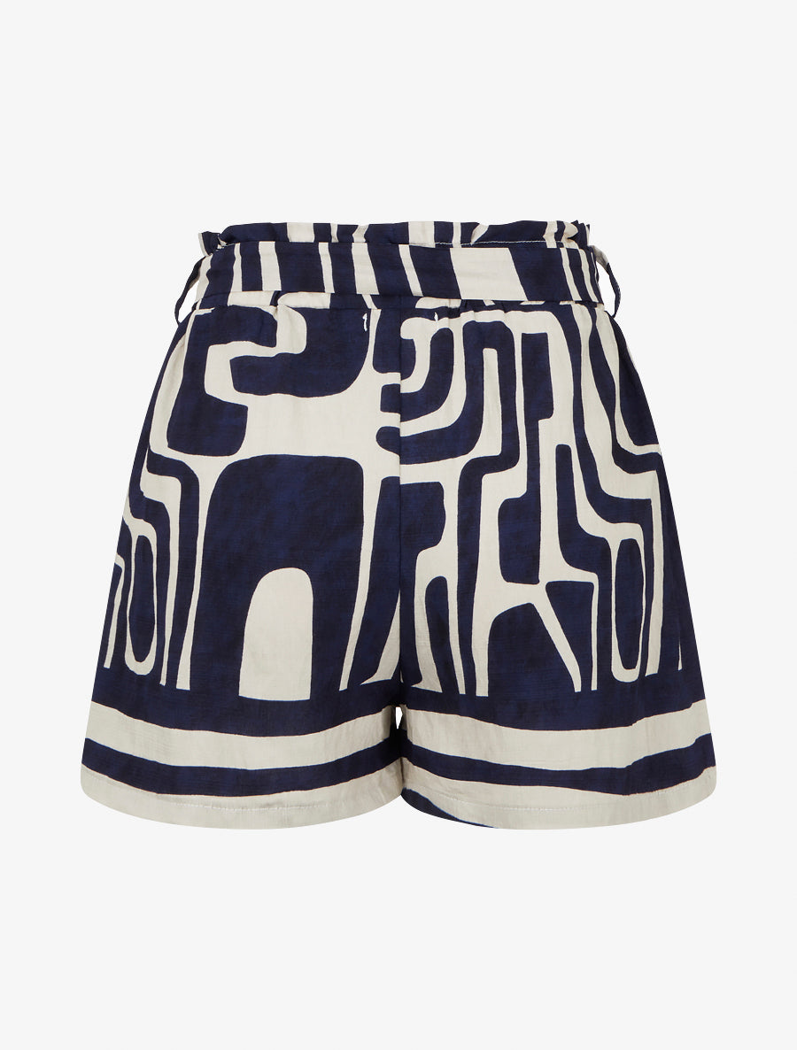Short recto elástico estampado de fantasía. - Azul marino