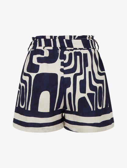 Short recto elástico estampado de fantasía. - Azul marino