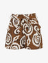 Short droit élastiqué imprimé arabesque - Marron - 1