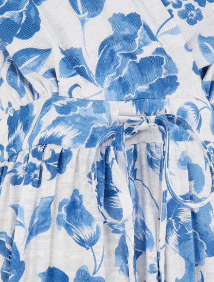 Robe longue à imprimé roses - Bleu - 3