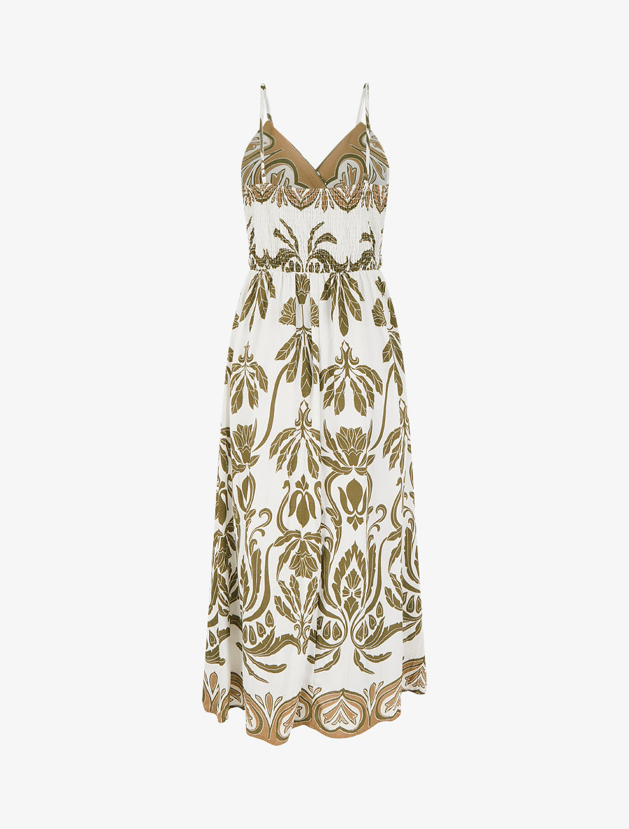 Robe longue à imprimé ikat - Kaki - 2