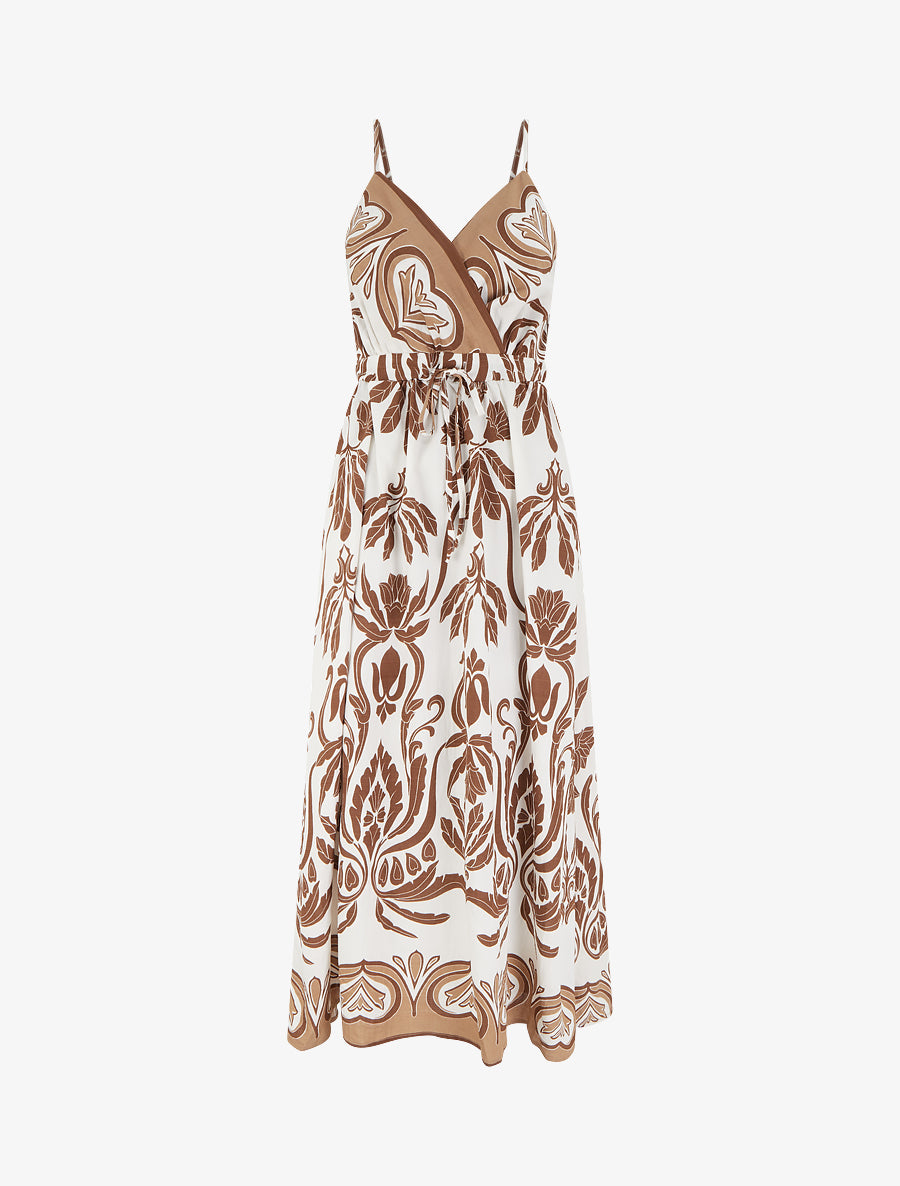 Robe longue à imprimé ikat - Marron - 1