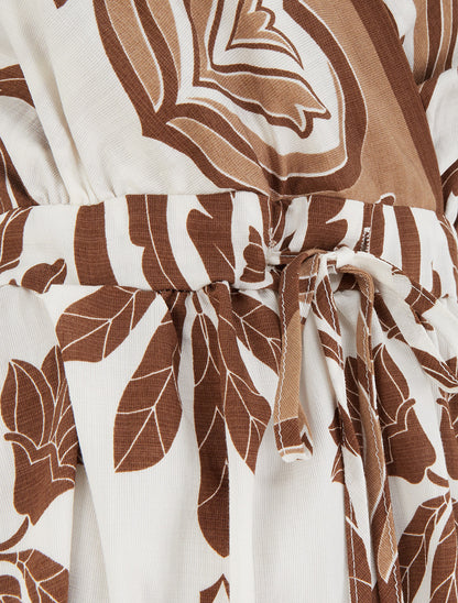 Robe longue à imprimé ikat - Marron - 3