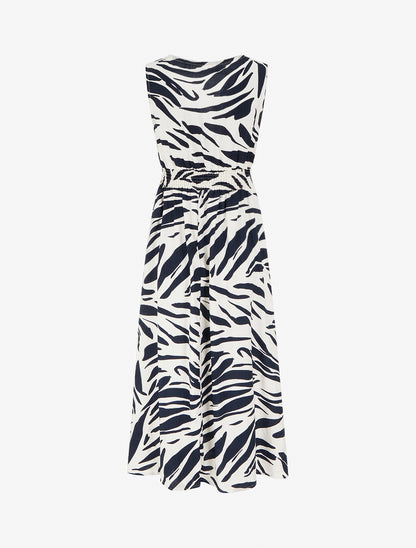 Robe imprimé fantaisie à col cache-coeur - Marine - 2