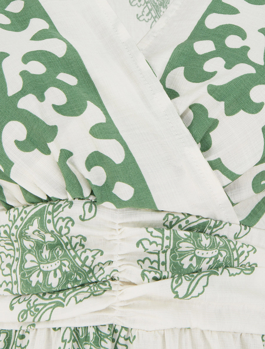 Robe imprimé foulard à col cache-coeur - Vert - 3