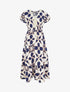 Robe à imprimé fantaisie et col en crochet - Marine - 1