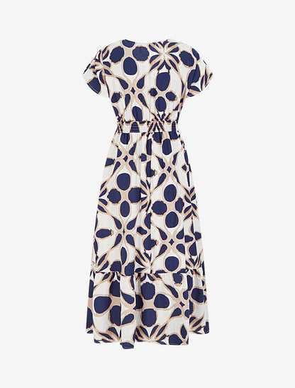 Robe à imprimé fantaisie et col en crochet - Marine - 2