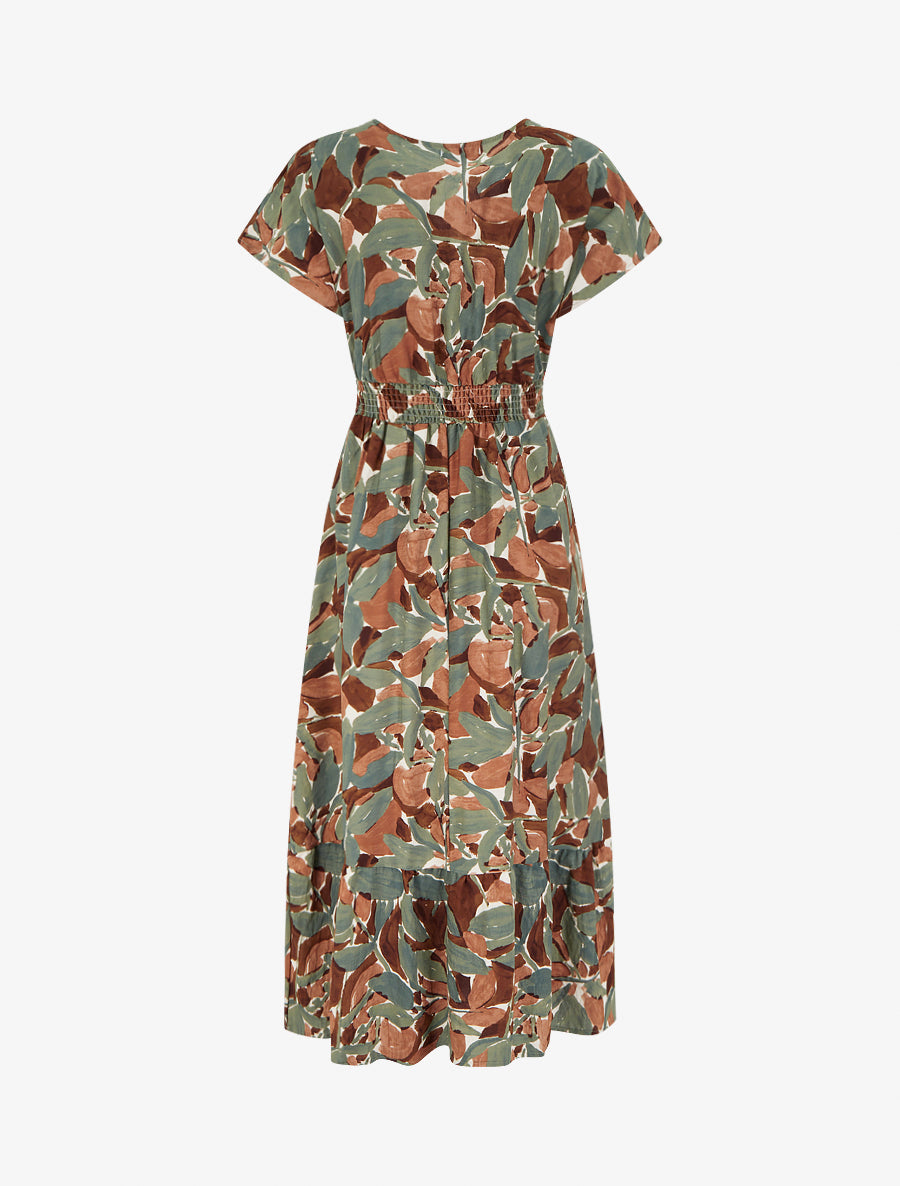 Robe à imprimé stylisé et col en crochet - Kaki - 2