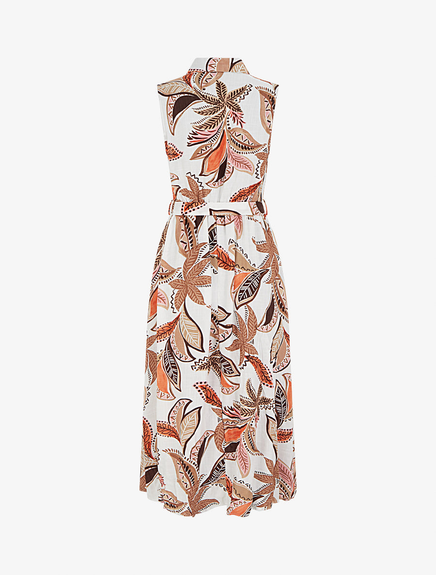 Robe chemise longue à imprimé feuillages - Marron - 2