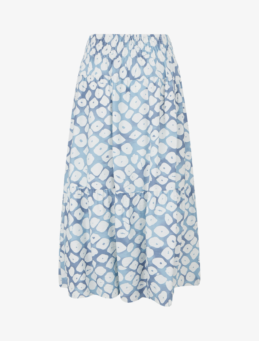 Jupe longue élastiquée fantaisie - Bleu clair - 2