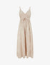 Robe longue empire à broderies feuilles stylisées - Beige - 1