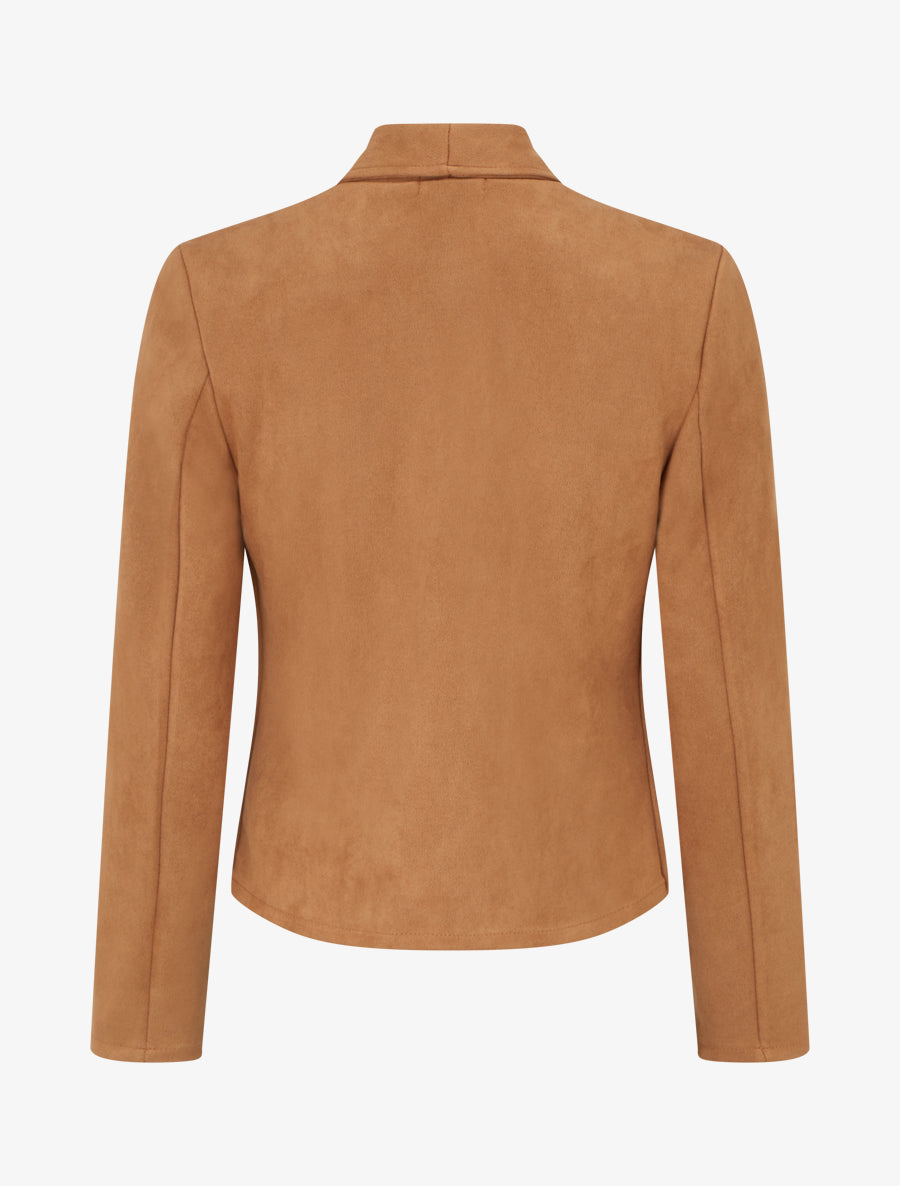 Veste en suédine à poches décoratives zippées - Camel - 2