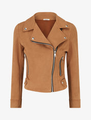 Veste en suédine à fermeture zippée - Camel - 1