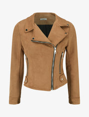 Chaqueta de gamuza con cierre de cremallera - Camello
