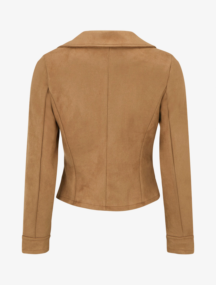 Chaqueta de gamuza con cierre de cremallera - Camello