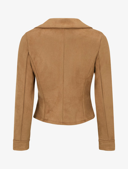 Chaqueta de gamuza con cierre de cremallera - Camello