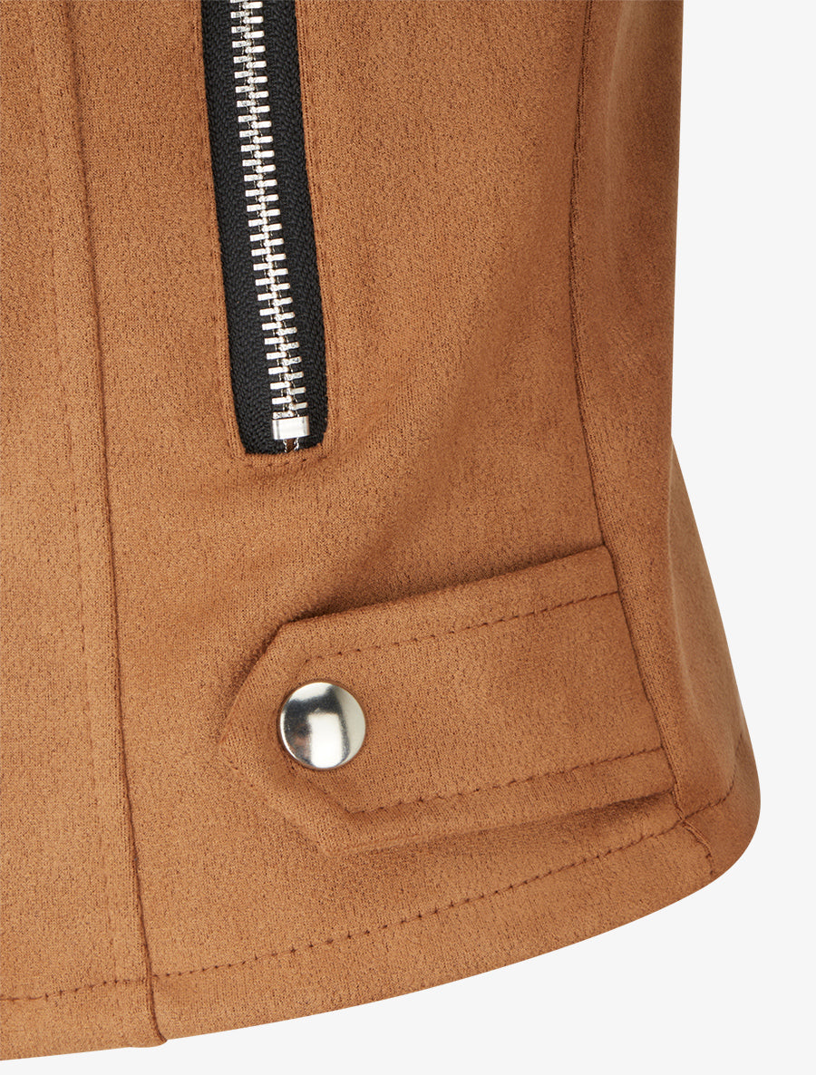 Veste en suédine à fermeture zippée - Camel - 3