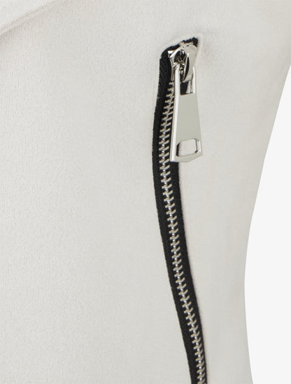 Chaqueta de ante con cuello chal - Crema