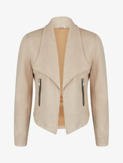 Chaqueta de ante con cuello chal - Beis