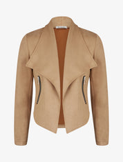 Chaqueta de ante con cuello chal - Camello claro