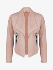 Chaqueta de ante con cuello chal - Rosa