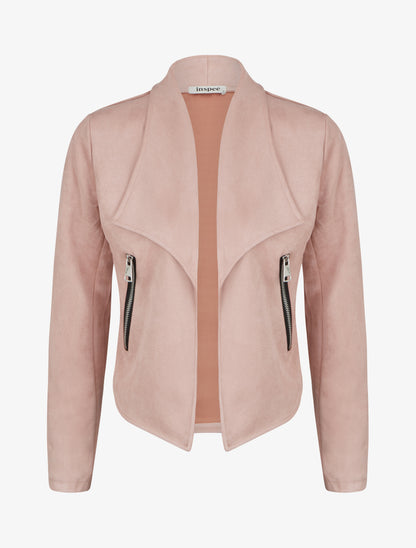 Chaqueta de ante con cuello chal - Rosa